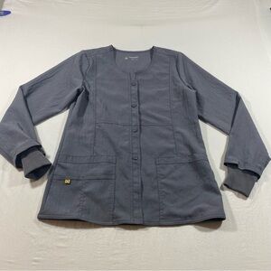 Scrubs Nurses Jacket Coat  Long Sleeve button Down Pockets Woman's M-L